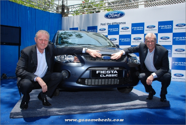 Michael Boneham, President and Managing Director, and Nigel E Wark- Marketing Director-Ford India at the launch of New Fiesta Classic in Chennai 1